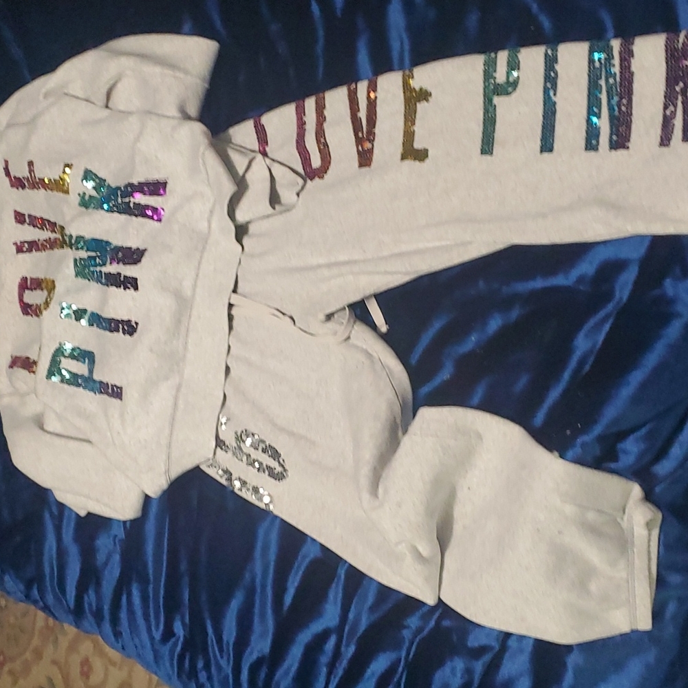 Victorias secret rainbow bling sweatsuit size medium